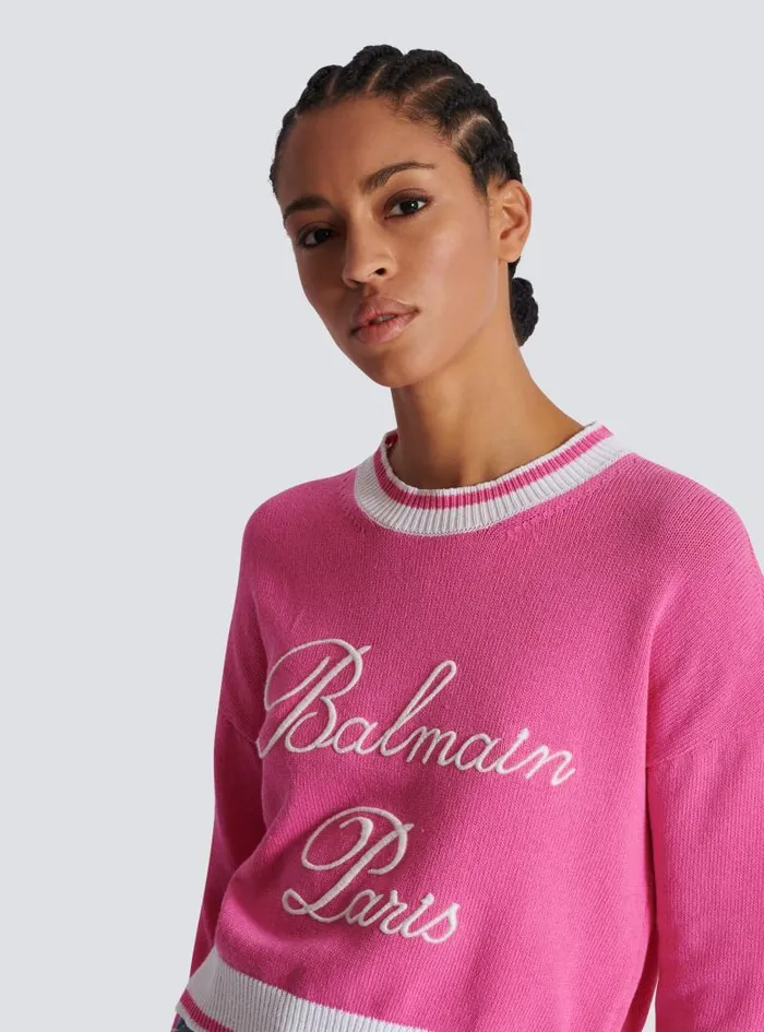 Balmain Knitwear Women Signature Knit Jumper Pink