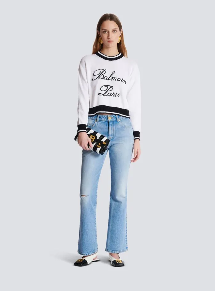 Balmain Knitwear Women Signature Knit Jumper White