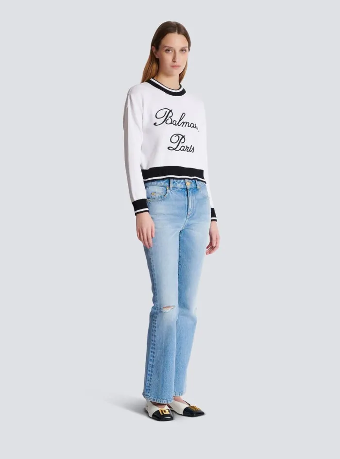 Balmain Knitwear Women Signature Knit Jumper White
