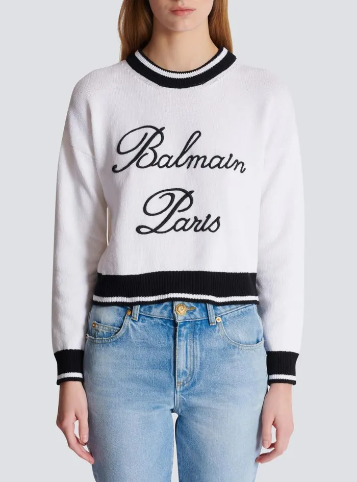 Balmain Knitwear Women Signature Knit Jumper White