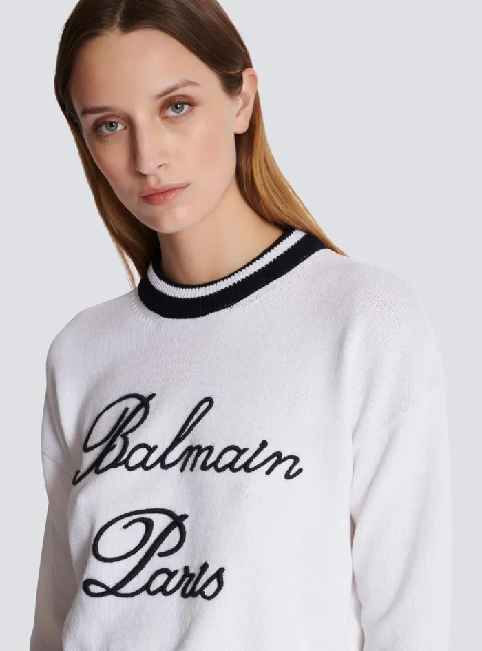 Balmain Knitwear Women Signature Knit Jumper White