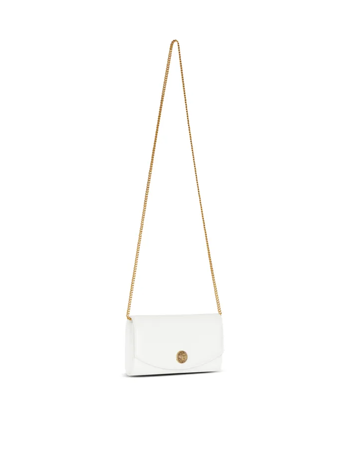 Balmain Mini Bags Women Emblme Grained Calfskin Clutch White