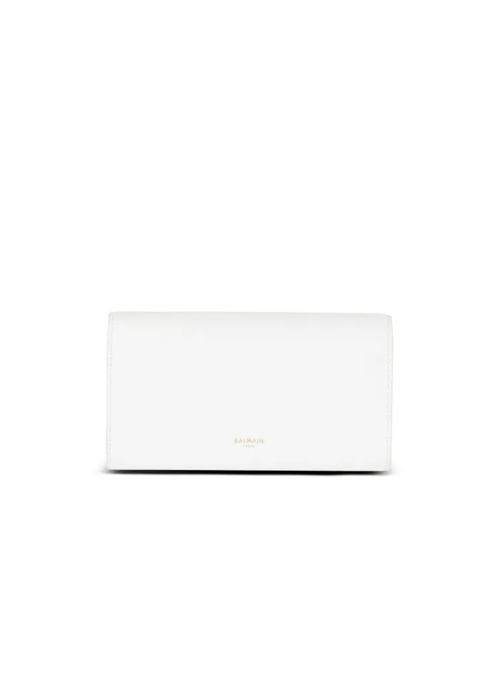 Balmain Mini Bags Women Emblme Grained Calfskin Clutch White