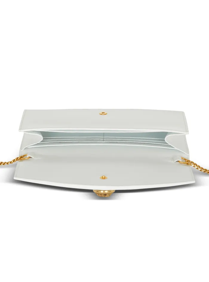 Balmain Mini Bags Women Emblme Grained Calfskin Clutch White