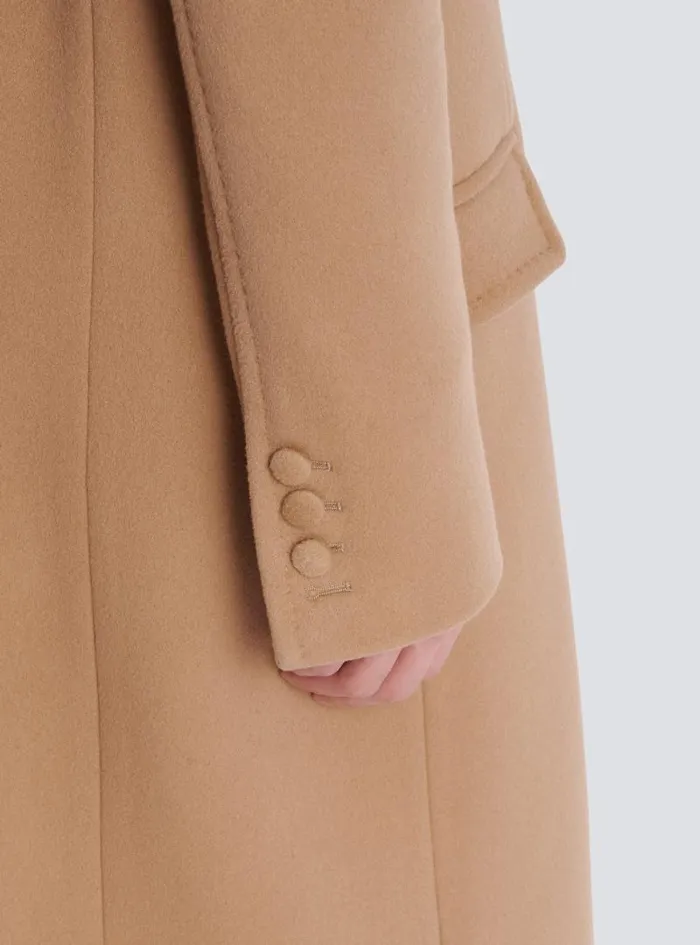 Balmain Outerwear Men Long Wool And Cashmere Coat Brown
