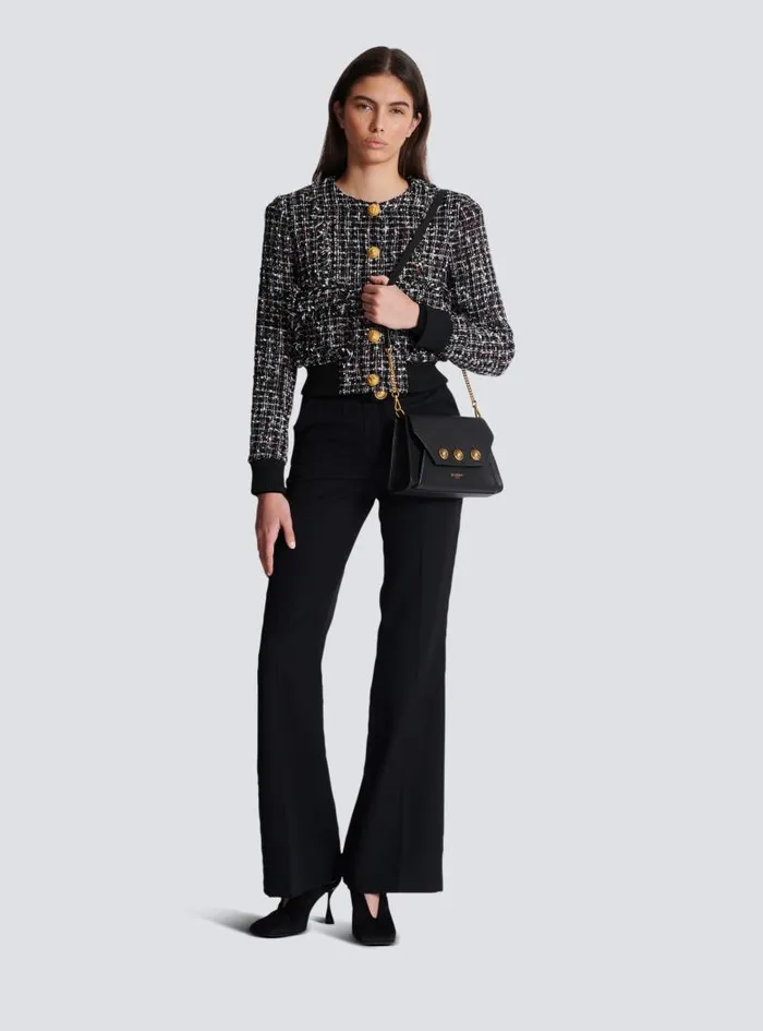Balmain Outerwear Women Tweed Jacket With Buttons Black