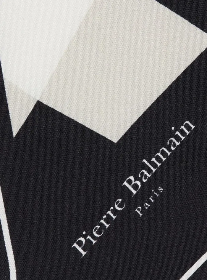 Balmain Scarves Women Gingham Silk Bandana Black