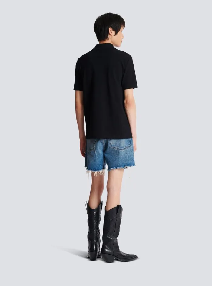Balmain Shirts And Polos Men Embroidered Polo Shirt Black