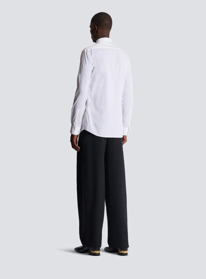 Balmain Shirts And Polos Men Poplin Shirt With Kiss Print White