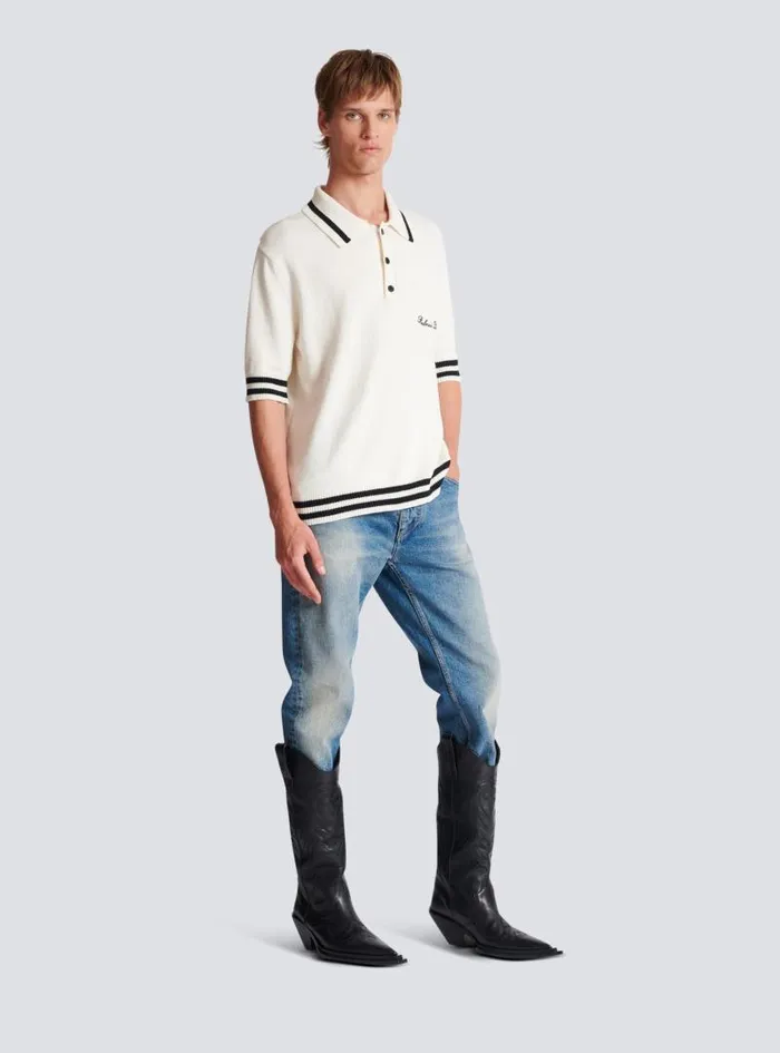 Balmain Shirts And Polos Men Signature Polo Shirt White
