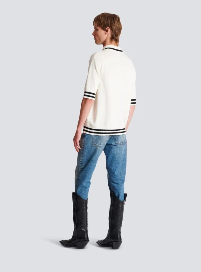 Balmain Shirts And Polos Men Signature Polo Shirt White