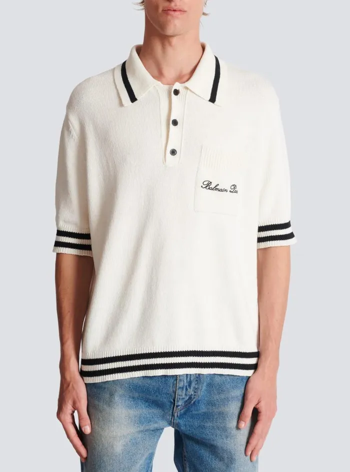 Balmain Shirts And Polos Men Signature Polo Shirt White