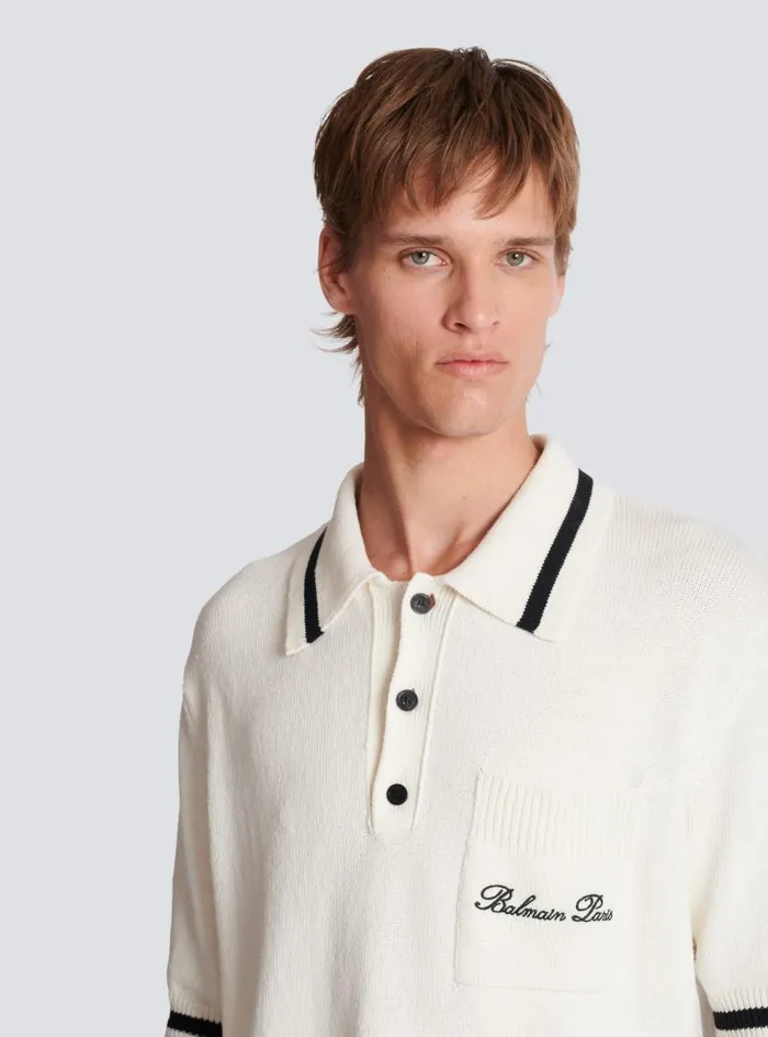 Balmain Shirts And Polos Men Signature Polo Shirt White