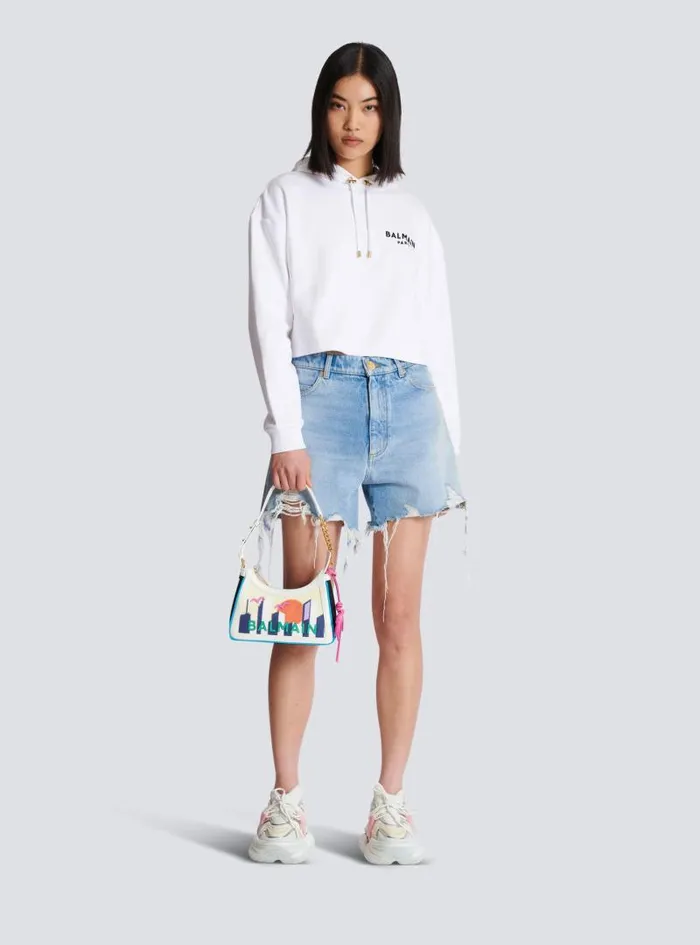 Balmain Shoulder Bags Women BArmy Shoulder Bag In Canvas And Calfskin Postcard Multicolor Balmain Shoulder Bags Women BArmy Shoulder Bag In Canvas And Calfskin Postcard Multicolor