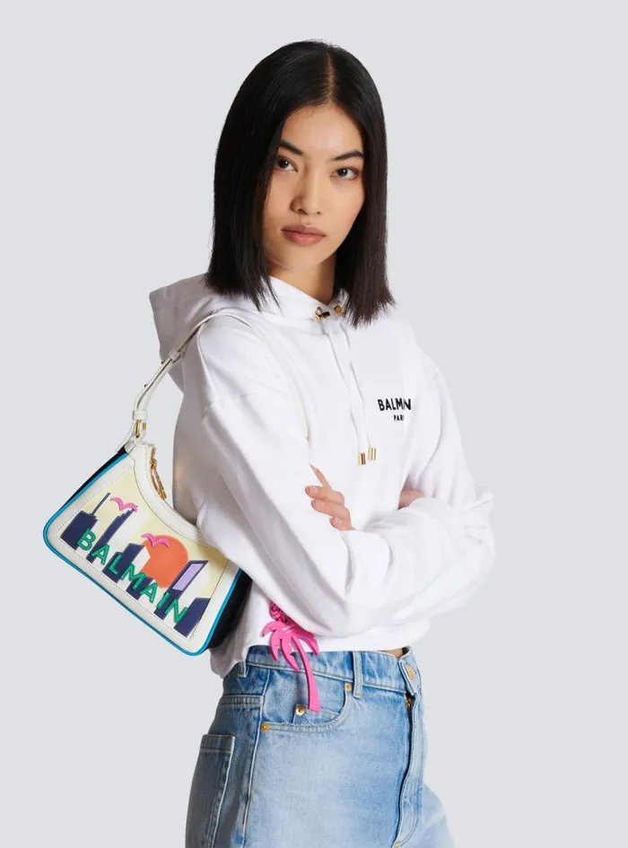 Balmain Shoulder Bags Women BArmy Shoulder Bag In Canvas And Calfskin Postcard Multicolor