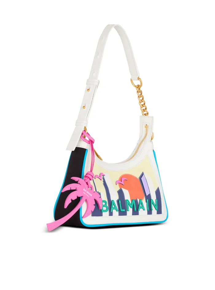 Balmain Shoulder Bags Women BArmy Shoulder Bag In Canvas And Calfskin Postcard Multicolor