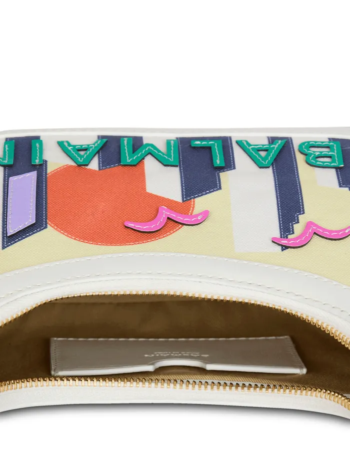 Balmain Shoulder Bags Women BArmy Shoulder Bag In Canvas And Calfskin Postcard Multicolor