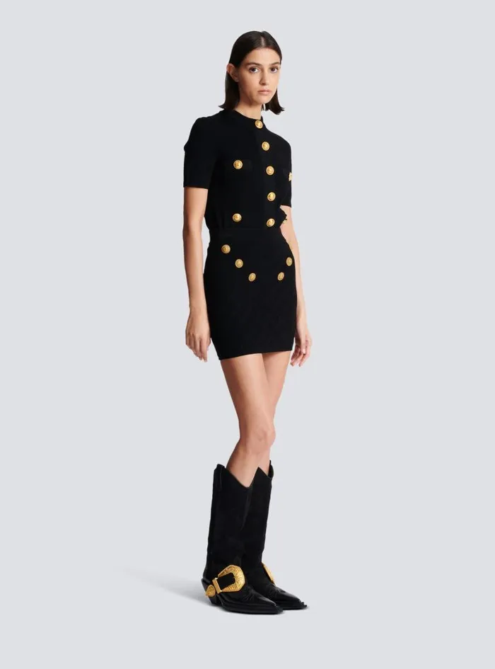 Balmain Skirts Women 6button Knit Skirt Black