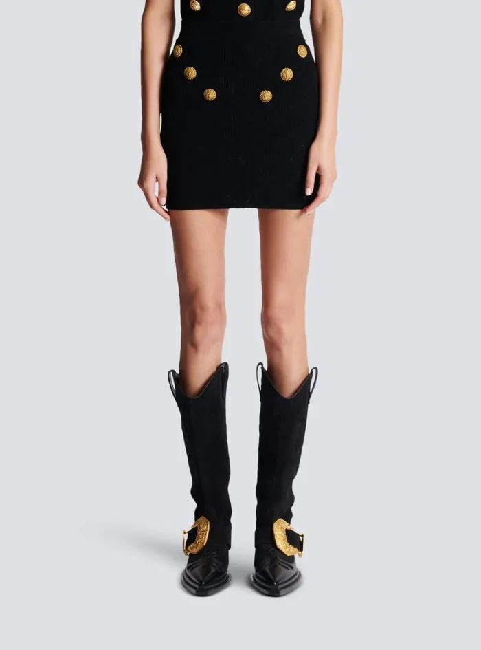 Balmain Skirts Women 6button Knit Skirt Black