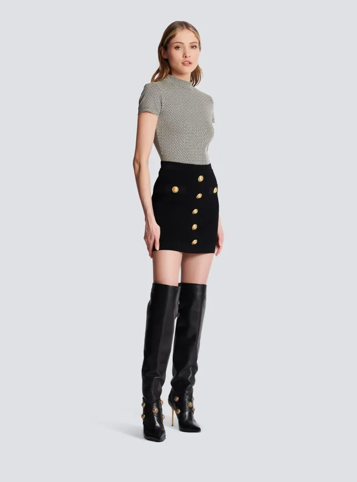 Balmain Skirts Women Knit Skirt With Buttons Black