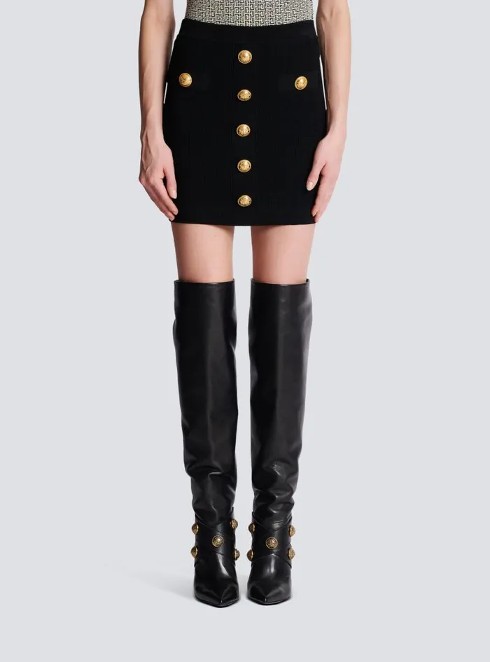 Balmain Skirts Women Knit Skirt With Buttons Black