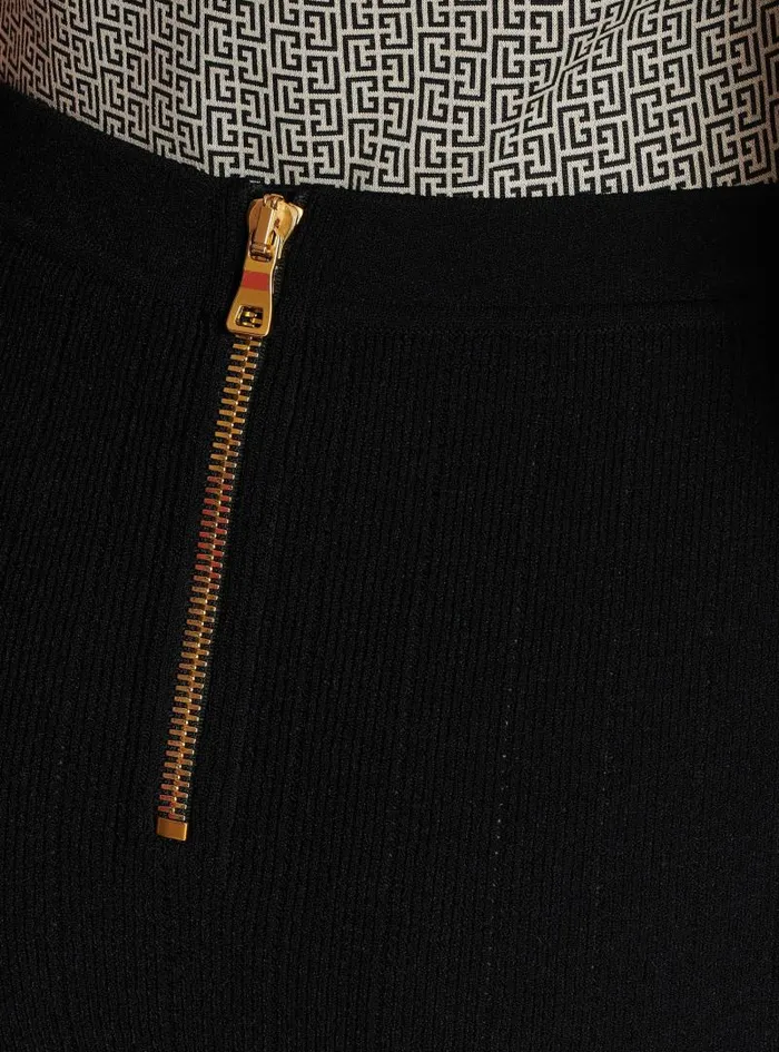 Balmain Skirts Women Knit Skirt With Buttons Black