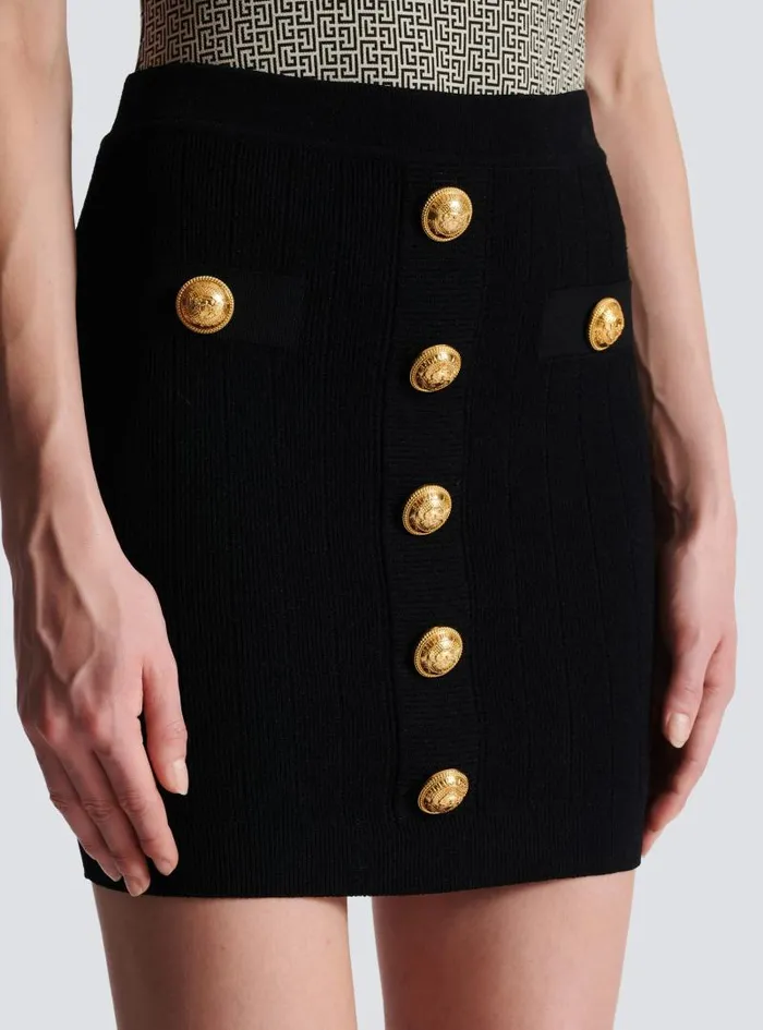 Balmain Skirts Women Knit Skirt With Buttons Black