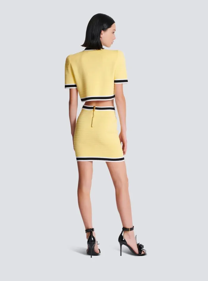 Balmain Skirts Women Short Knit Skirt With Buttons Yellow