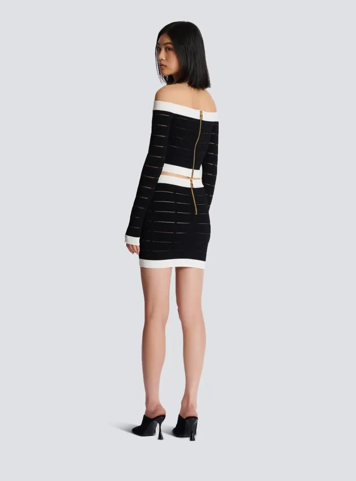 Balmain Skirts Women Twotone Buttoned Knit Skirt Black