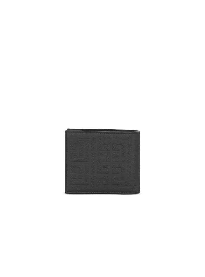 Balmain Small Leather Goods Men Leather Flap Wallet Black