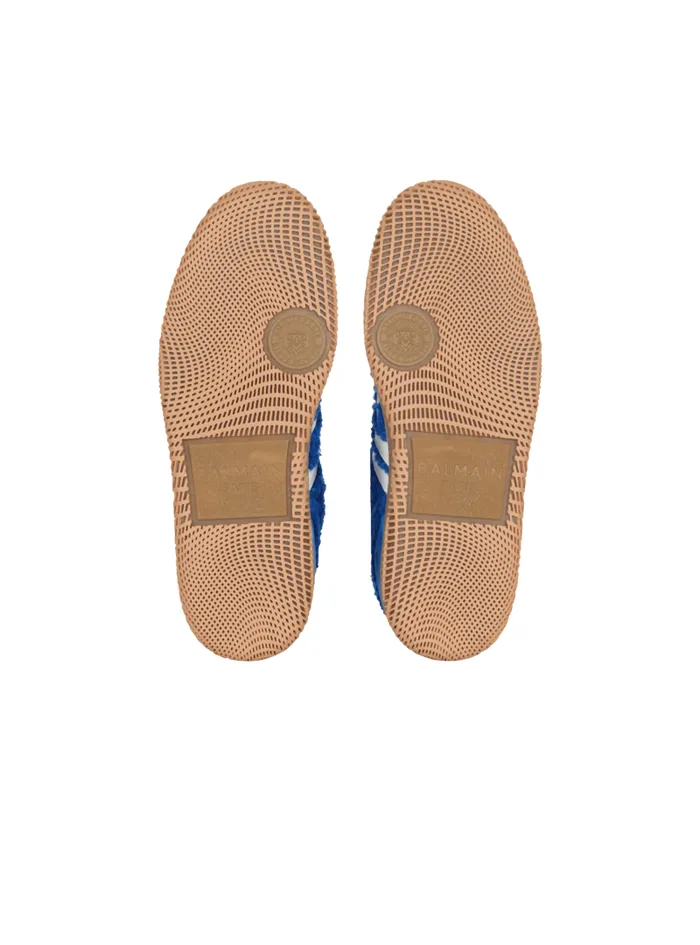 Balmain Sneakers Men Suede And Boucl Swan Trainers Blue