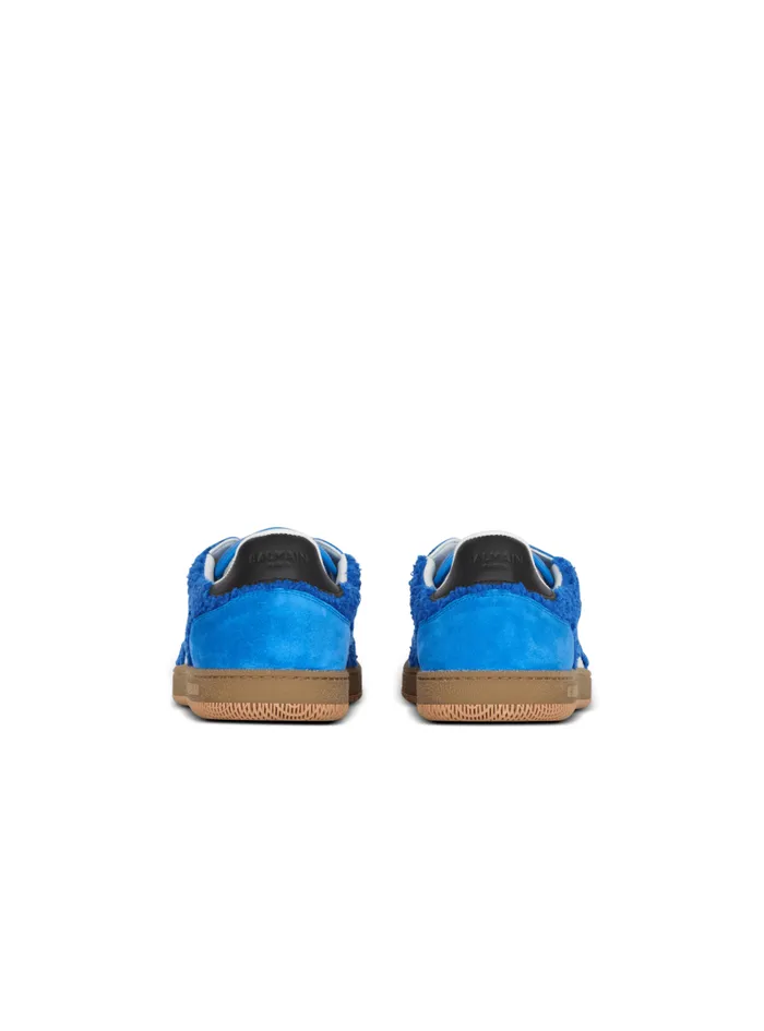 Balmain Sneakers Men Suede And Boucl Swan Trainers Blue