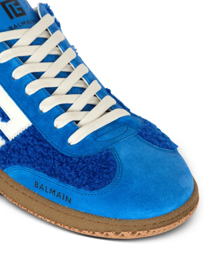 Balmain Sneakers Men Suede And Boucl Swan Trainers Blue