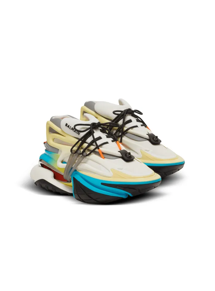 Balmain Sneakers Men Unicorn Low Trainers In Neoprene And Calfskin Multicolor