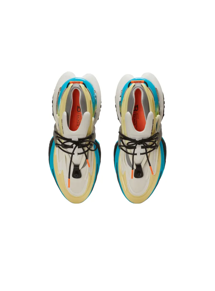 Balmain Sneakers Men Unicorn Low Trainers In Neoprene And Calfskin Multicolor