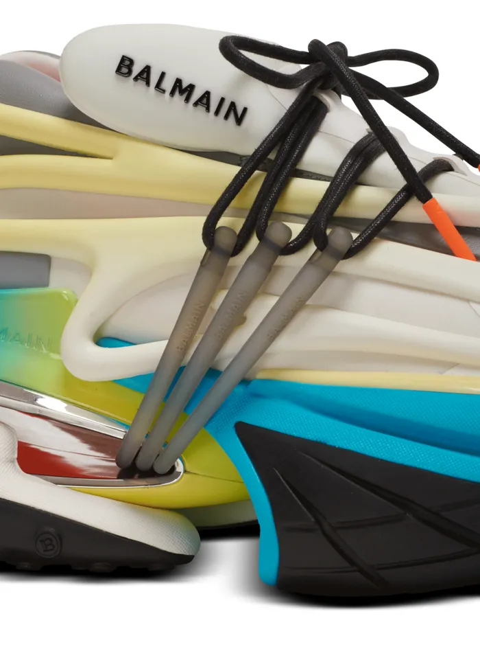 Balmain Sneakers Men Unicorn Low Trainers In Neoprene And Calfskin Multicolor