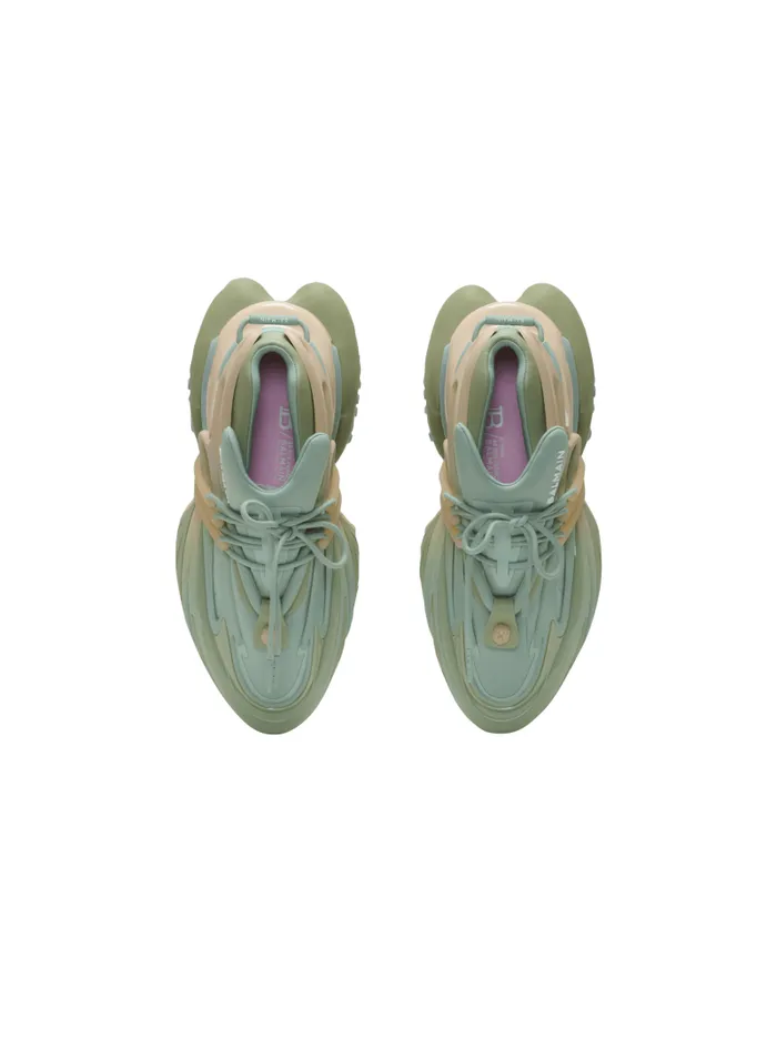 Balmain Sneakers Women Unicorn Trainers In Neoprene And Calfskin Green