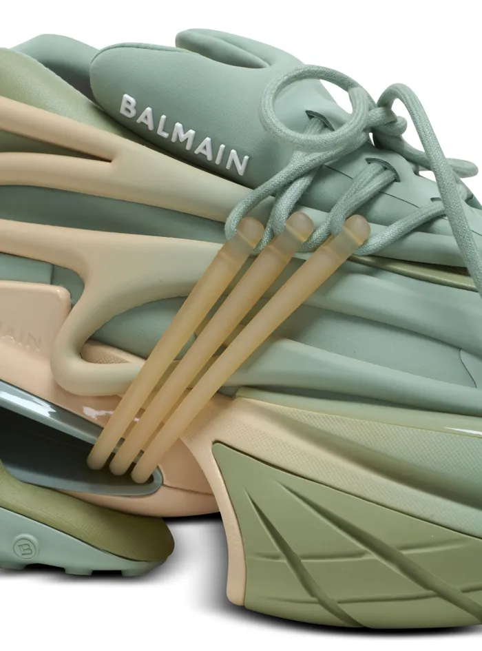 Balmain Sneakers Women Unicorn Trainers In Neoprene And Calfskin Green