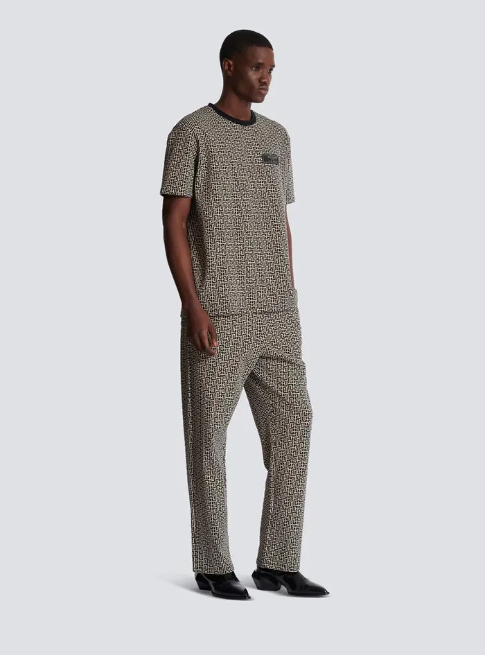 Balmain Sportswear Men PB Labyrinth Jacquard Tshirt Black