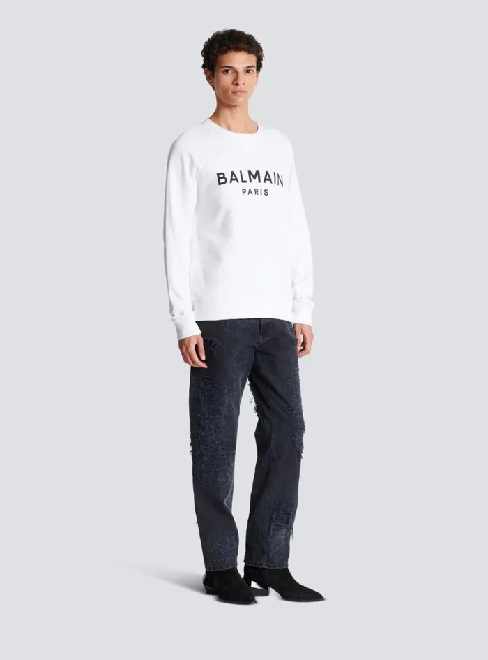 Balmain Sweatshirts Men Paris Sweatshirt White