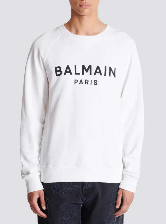 Balmain Sweatshirts Men Paris Sweatshirt White