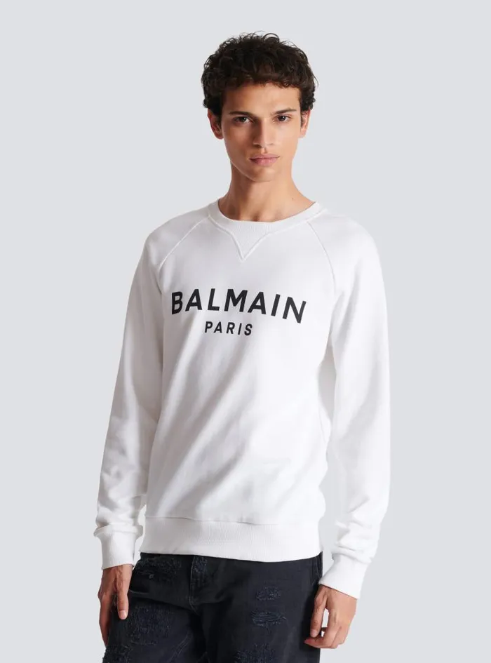 Balmain Sweatshirts Men Paris Sweatshirt White