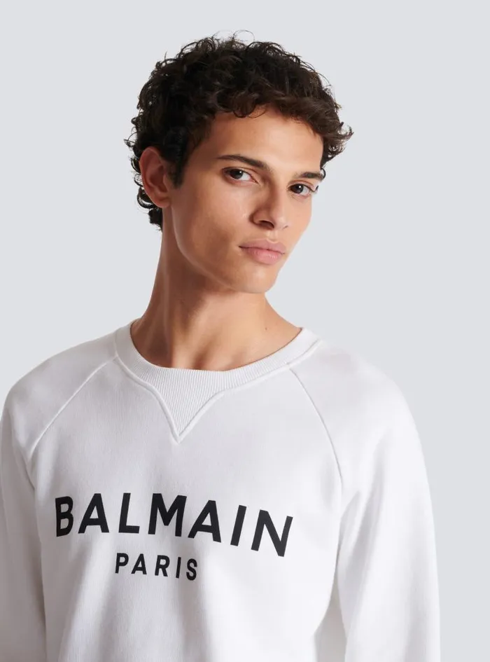 Balmain Sweatshirts Men Paris Sweatshirt White