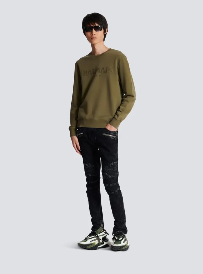 Balmain Sweatshirts Men Vintage Sweatshirt Khaki