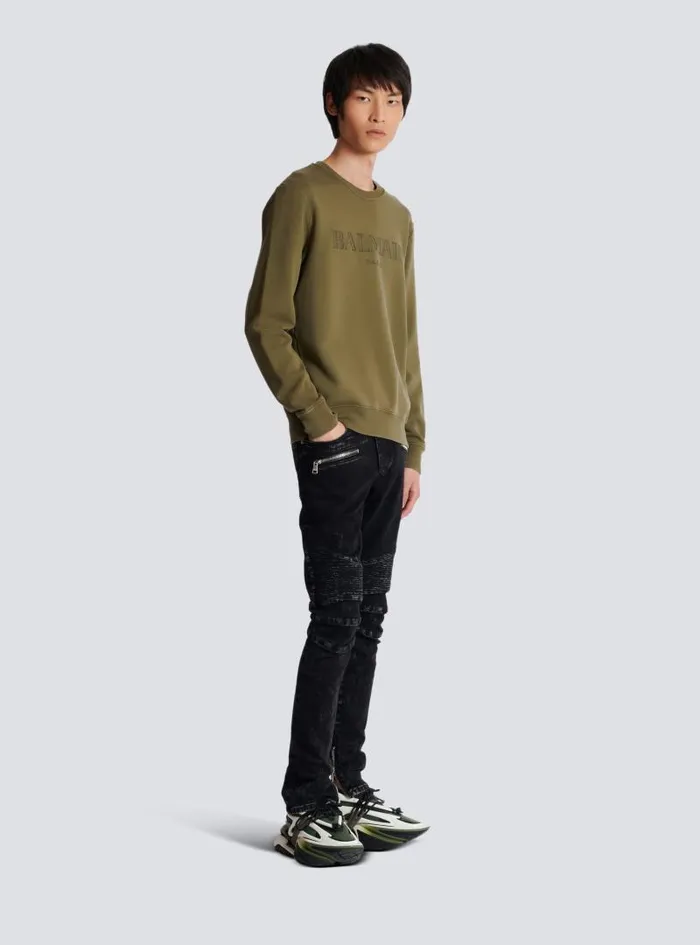 Balmain Sweatshirts Men Vintage Sweatshirt Khaki