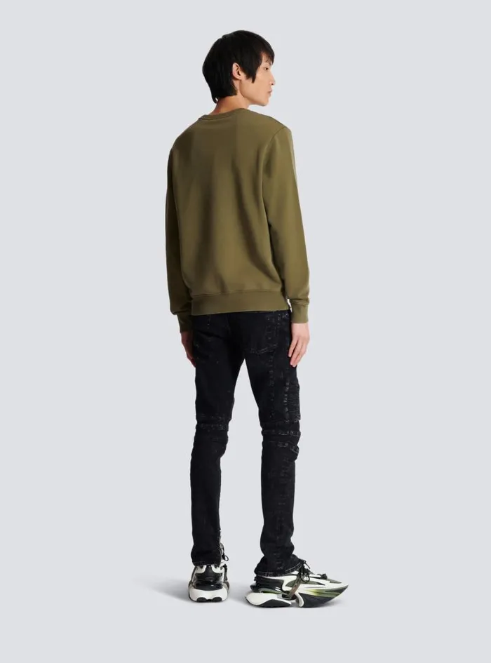 Balmain Sweatshirts Men Vintage Sweatshirt Khaki