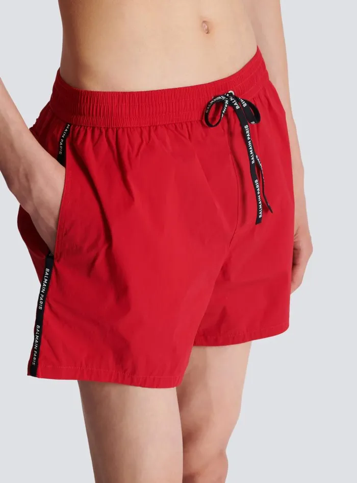 Balmain Swimwear Men Swim Shorts Red