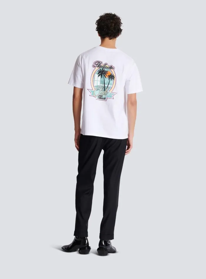 Balmain TShirts Men Club Signature Printed Tshirt White