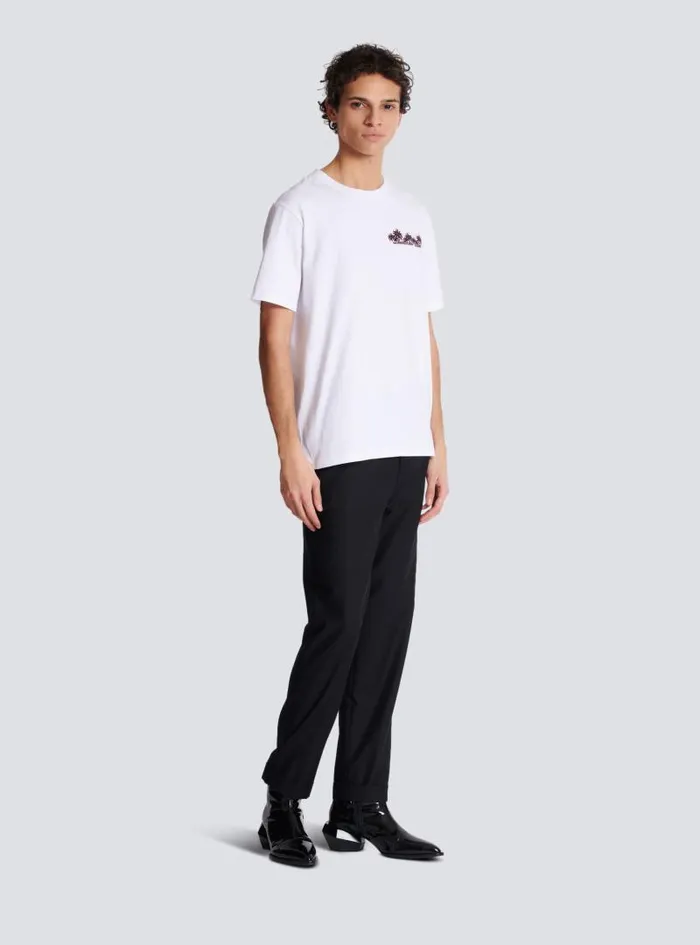 Balmain TShirts Men Club Signature Printed Tshirt White