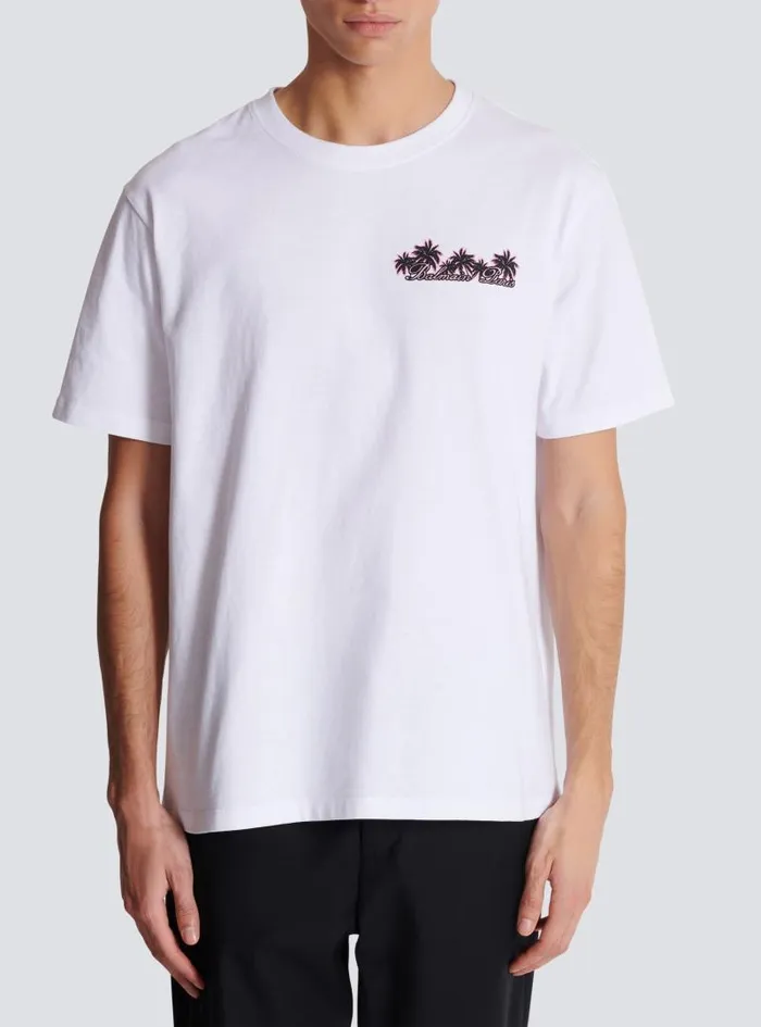 Balmain TShirts Men Club Signature Printed Tshirt White